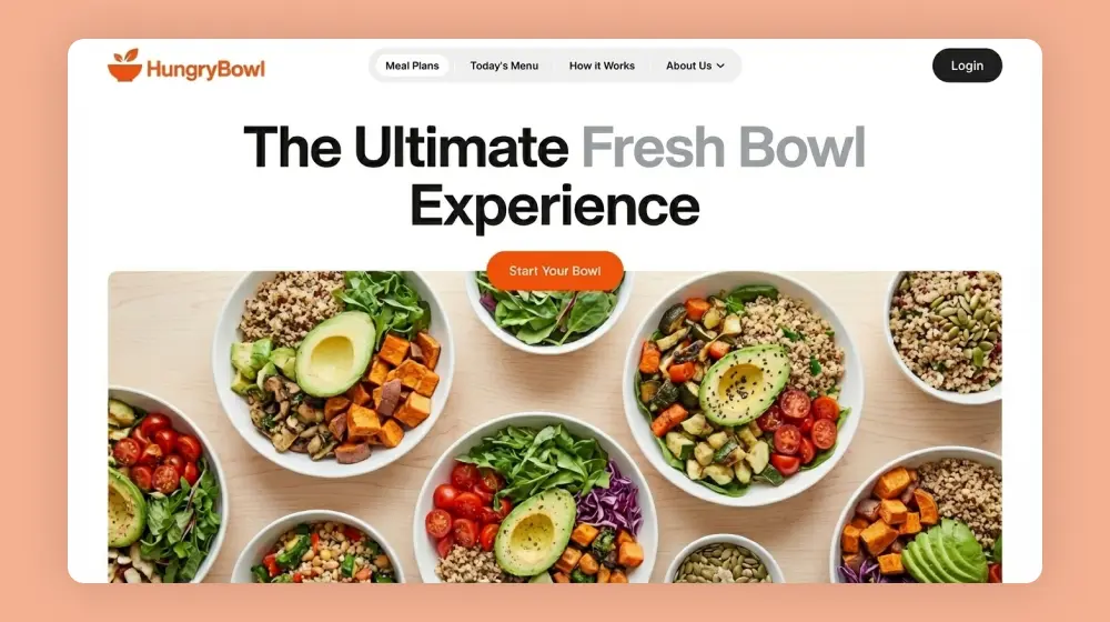 Hungry Bowl food ordering UI